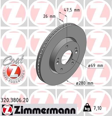 Zimmermann 320.3806.20 - Brzdový kotúč -