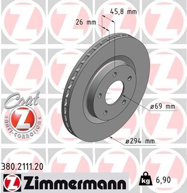 Zimmermann 380.2111.20 - Brzdový kotúč -