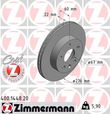 Zimmermann 400.1448.20 - Brzdový kotúč -