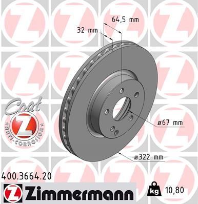 Zimmermann 400.3664.20 - Brzdový kotúč -
