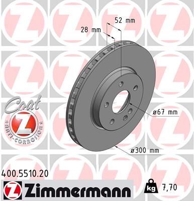 Zimmermann 400.5510.20 - Brzdový kotúč -