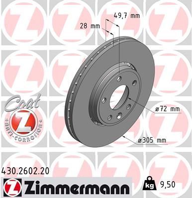 Zimmermann 430.2602.20 - Brzdový kotúč -