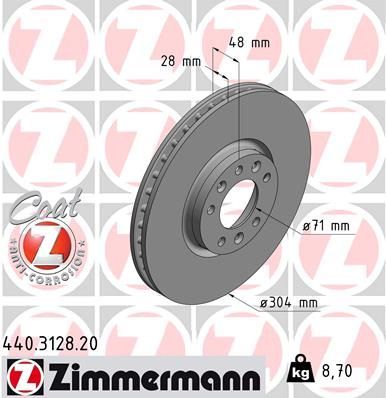 Zimmermann 440.3128.20 - Brzdový kotúč -