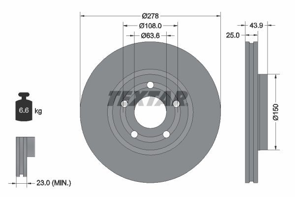 Textar 92327503 - Brzdový kotúč -