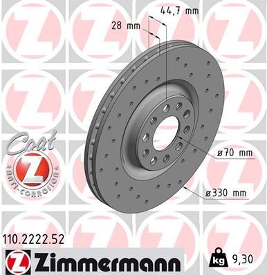 Zimmermann 110.2222.52 - Brzdový kotúč -