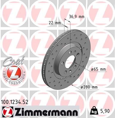 Zimmermann 100.1234.52 - Brzdový kotúč -
