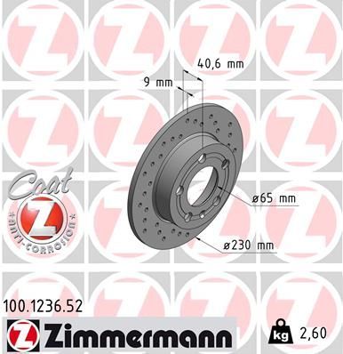Zimmermann 100.1236.52 - Brzdový kotúč -