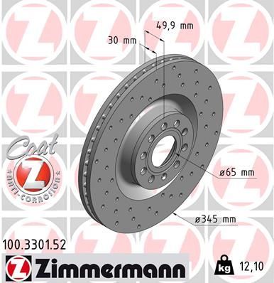 Zimmermann 100.3301.52 - Brzdový kotúč -