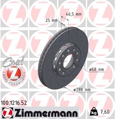 Zimmermann 100.1216.52 - Brzdový kotúč -