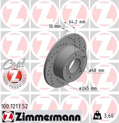 Zimmermann 100.1217.52 - Brzdový kotúč -