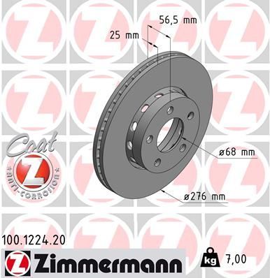 Zimmermann 100.1224.20 - Brzdový kotúč -