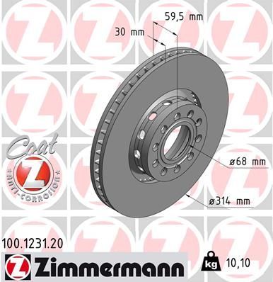 Zimmermann 100.1231.20 - Brzdový kotúč -