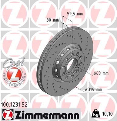 Zimmermann 100.1231.52 - Brzdový kotúč -