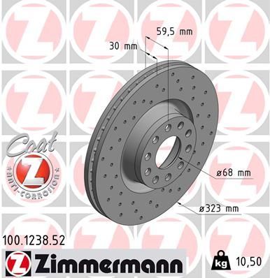 Zimmermann 100.1238.52 - Brzdový kotúč -