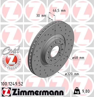 Zimmermann 100.1249.52 - Brzdový kotúč -