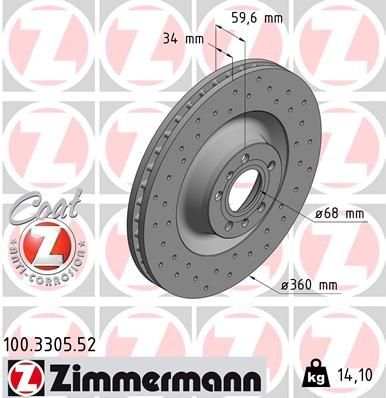 Zimmermann 100.3305.52 - Brzdový kotúč -