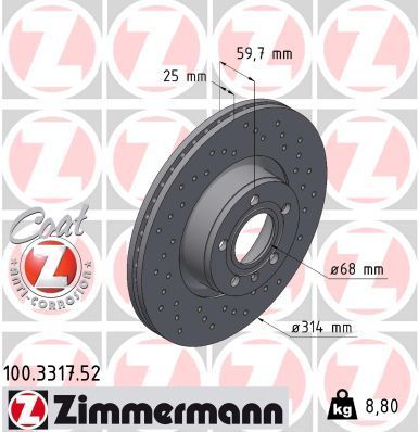 Zimmermann 100.3317.52 - Brzdový kotúč -