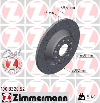 Zimmermann 100.3320.52 - Brzdový kotúč -