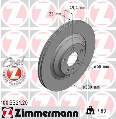 Zimmermann 100.3321.20 - Brzdový kotúč -