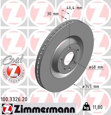 Zimmermann 100.3326.20 - Brzdový kotúč -