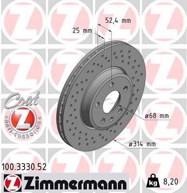 Zimmermann 100.3330.52 - Brzdový kotúč -