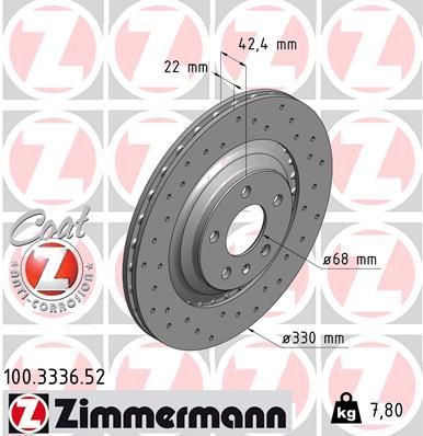 Zimmermann 100.3336.52 - Brzdový kotúč -