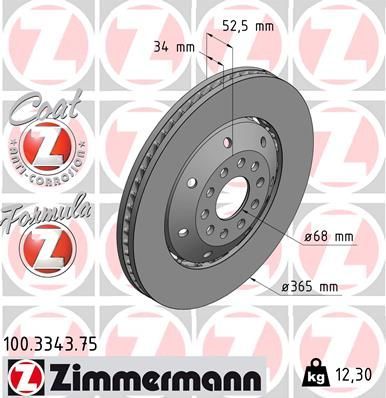 Zimmermann 100.3343.75 - Brzdový kotúč -