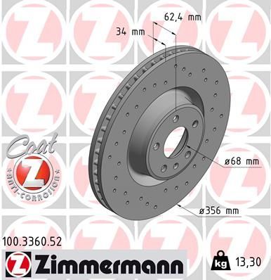 Zimmermann 100.3360.52 - Brzdový kotúč -