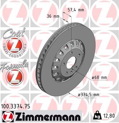 Zimmermann 100.3374.75 - Brzdový kotúč -