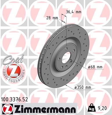 Zimmermann 100.3376.52 - Brzdový kotúč -