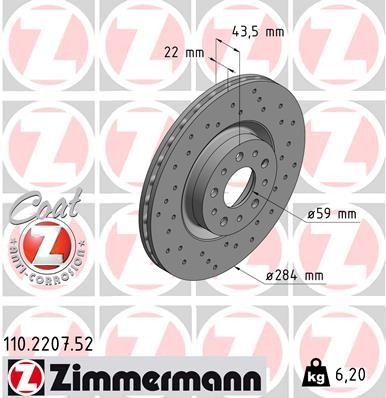 Zimmermann 110.2207.52 - Brzdový kotúč -