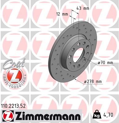 Zimmermann 110.2213.52 - Brzdový kotúč -