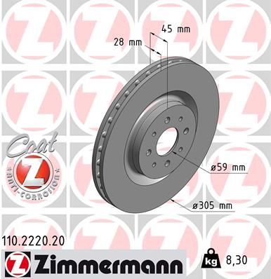 Zimmermann 110.2220.20 - Brzdový kotúč -