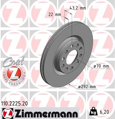 Zimmermann 110.2225.20 - Brzdový kotúč -