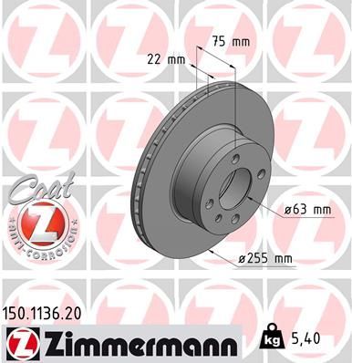 Zimmermann 150.1136.20 - Brzdový kotúč -
