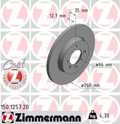 Zimmermann 150.1257.20 - Brzdový kotúč -