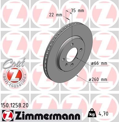 Zimmermann 150.1258.20 - Brzdový kotúč -