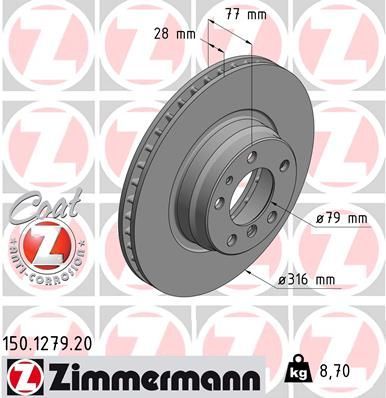 Zimmermann 150.1279.20 - Brzdový kotúč -