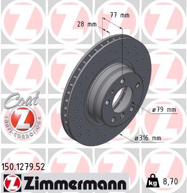Zimmermann 150.1279.52 - Brzdový kotúč -