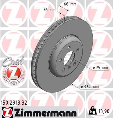 Zimmermann 150.2913.32 - Brzdový kotúč -