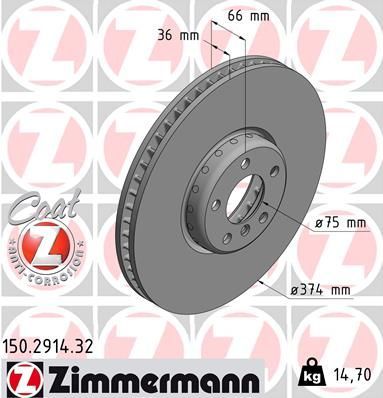 Zimmermann 150.2914.32 - Brzdový kotúč -
