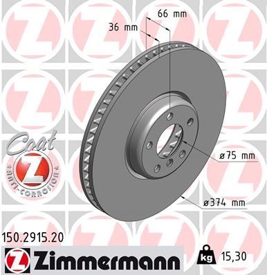 Zimmermann 150.2915.20 - Brzdový kotúč -