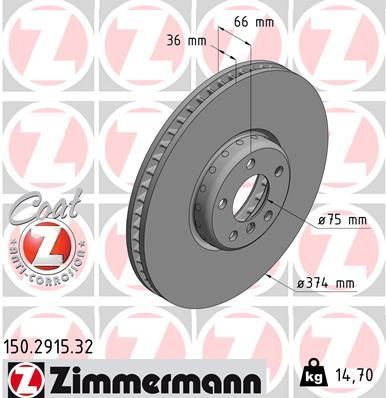 Zimmermann 150.2915.32 - Brzdový kotúč -