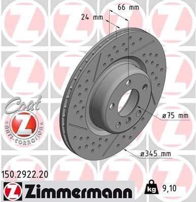 Zimmermann 150.2922.20 - Brzdový kotúč -