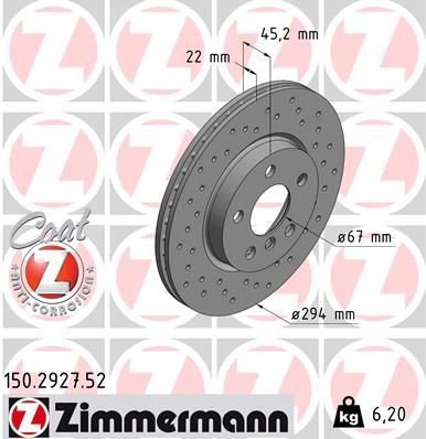 Zimmermann 150.2927.52 - Brzdový kotúč -
