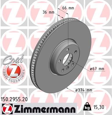 Zimmermann 150.2955.20 - Brzdový kotúč -