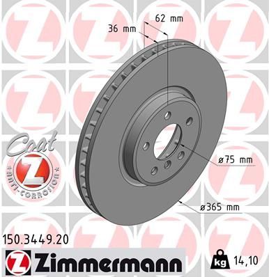 Zimmermann 150.3449.20 - Brzdový kotúč -