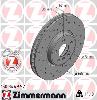 Zimmermann 150.3449.52 - Brzdový kotúč -