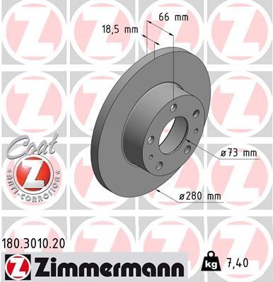 Zimmermann 180.3010.20 - Brzdový kotúč -