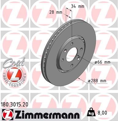 Zimmermann 180.3015.20 - Brzdový kotúč -